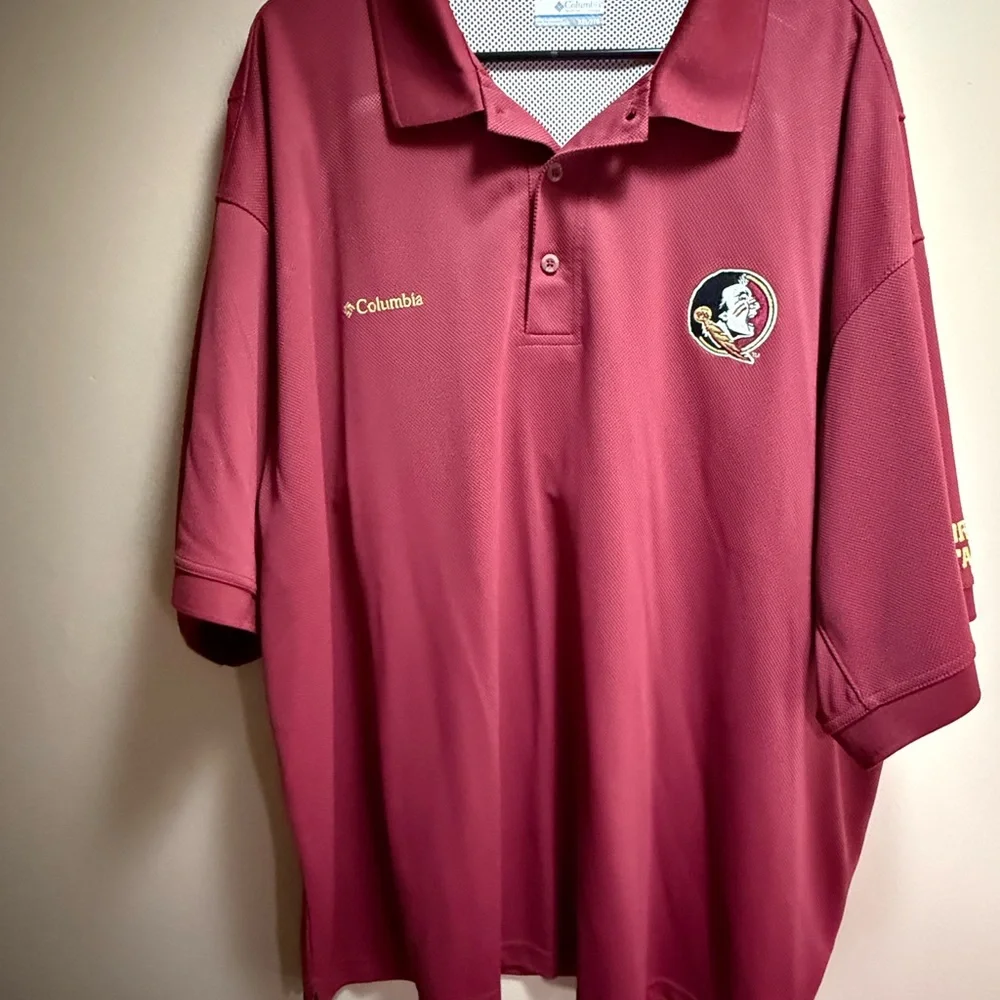 Columbia PFG FSU‎ Seminoles Omni-Shade Polo Men’s XXL Vented Fishing